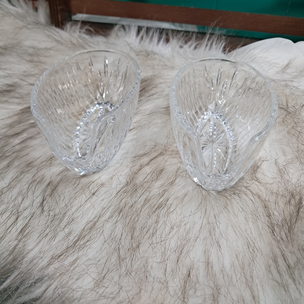 2 Crystal Glass Spoon Rests